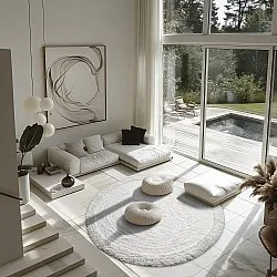 Kulatý koberec - Ebba Natural Cotton Shaggy (offwhite)