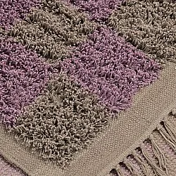 Shaggy koberce - Elsey Natural Cotton Shaggy (hnědá/fialová)