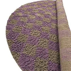 Kulatý koberec - Elsey Natural Cotton Shaggy (hnědá/fialová)