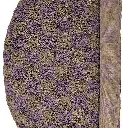 Kulatý koberec - Elsey Natural Cotton Shaggy (hnědá/fialová)