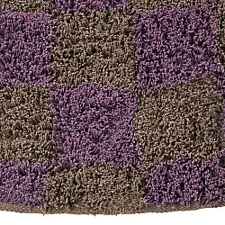 Kulatý koberec - Elsey Natural Cotton Shaggy (hnědá/fialová)