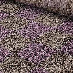 Kulatý koberec - Elsey Natural Cotton Shaggy (hnědá/fialová)