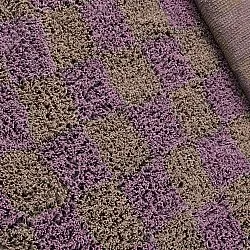 Kulatý koberec - Elsey Natural Cotton Shaggy (hnědá/fialová)