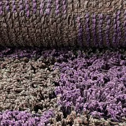 Kulatý koberec - Elsey Natural Cotton Shaggy (hnědá/fialová)