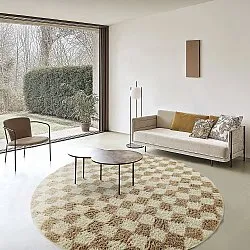 Kulatý koberec - Elsey Natural Cotton Shaggy (smetana/písek)