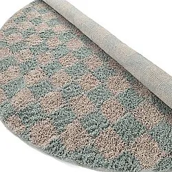 Kulatý koberec - Elsey Natural Cotton Shaggy (šedá/růžová)