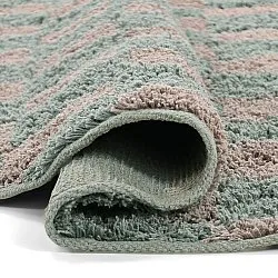 Kulatý koberec - Elsey Natural Cotton Shaggy (šedá/růžová)