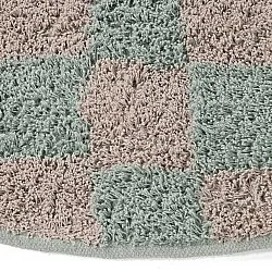 Kulatý koberec - Elsey Natural Cotton Shaggy (šedá/růžová)
