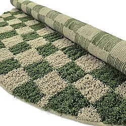 Kulatý koberec - Elsey Natural Cotton Shaggy (zelená/béžová)
