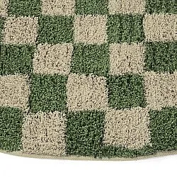 Kulatý koberec - Elsey Natural Cotton Shaggy (zelená/béžová)