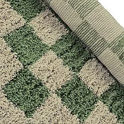 Kulatý koberec - Elsey Natural Cotton Shaggy (zelená/béžová)