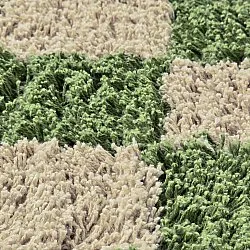 Kulatý koberec - Elsey Natural Cotton Shaggy (zelená/béžová)