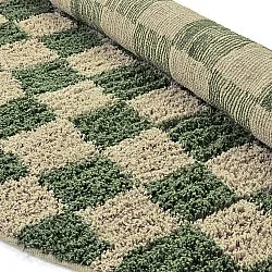 Kulatý koberec - Elsey Natural Cotton Shaggy (zelená/béžová)