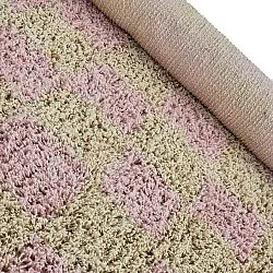 Kulatý koberec - Elsey Natural Cotton Shaggy (růžová/oranžová)