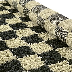 Shaggy koberce - Elsey Natural Cotton Shaggy (černá/béžová)