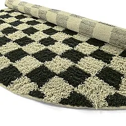 Kulatý koberec - Elsey Natural Cotton Shaggy (černá/béžová)