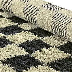 Kulatý koberec - Elsey Natural Cotton Shaggy (černá/béžová)