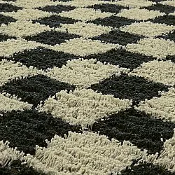 Kulatý koberec - Elsey Natural Cotton Shaggy (černá/béžová)