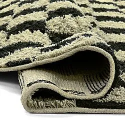 Kulatý koberec - Elsey Natural Cotton Shaggy (černá/béžová)
