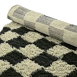 Kulatý koberec - Elsey Natural Cotton Shaggy (černá/béžová)