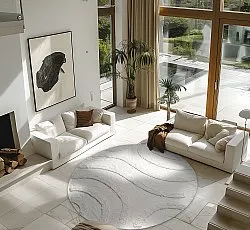 Kulatý koberec - Emilia Natural Cotton Shaggy (offwhite)