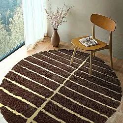 Kulatý koberec - Ikara Natural Cotton Shaggy (hnědý)