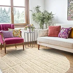 Kulatý koberec - Ikara Natural Cotton Shaggy (krém)