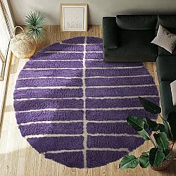 Kulatý koberec - Ikara Natural Cotton Shaggy (fialová)