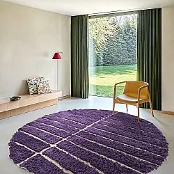 Kulatý koberec - Ikara Natural Cotton Shaggy (fialová)