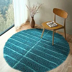 Kulatý koberec - Ikara Natural Cotton Shaggy (tyrkysový)