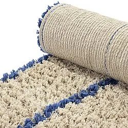 Shaggy koberce - Kairi Natural Cotton Shaggy (béžová/modrá)