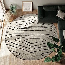 Kulatý koberec - Kindon Natural Cotton Shaggy (šedobílá/hnědá)