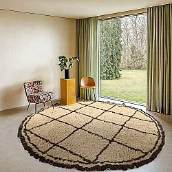Kulatý koberec - Lana Natural Cotton Shaggy (béžová/hnědá)