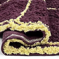 Kulatý koberec - Lana Natural Cotton Shaggy (vínová/žlutá)