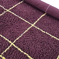 Kulatý koberec - Lana Natural Cotton Shaggy (vínová/žlutá)