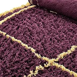Kulatý koberec - Lana Natural Cotton Shaggy (vínová/žlutá)