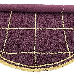 Kulatý koberec - Lana Natural Cotton Shaggy (vínová/žlutá)