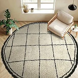 Kulatý koberec - Lana Natural Cotton Shaggy (krémová/tmavě šedá)