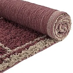 Shaggy koberce - Lana Natural Cotton Shaggy (taupe/červený)