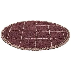Kulatý koberec - Lana Natural Cotton Shaggy (taupe/červený)