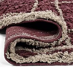 Kulatý koberec - Lana Natural Cotton Shaggy (taupe/červený)