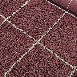 Kulatý koberec - Lana Natural Cotton Shaggy (taupe/červený)