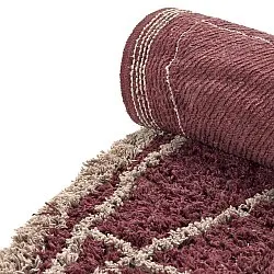 Kulatý koberec - Lana Natural Cotton Shaggy (taupe/červený)