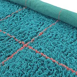 Kulatý koberec - Lana Natural Cotton Shaggy (tyrkysová/růžová)