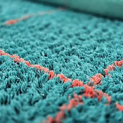 Kulatý koberec - Lana Natural Cotton Shaggy (tyrkysová/růžová)
