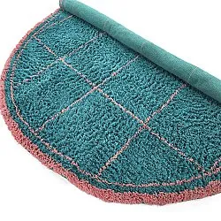 Kulatý koberec - Lana Natural Cotton Shaggy (tyrkysová/růžová)