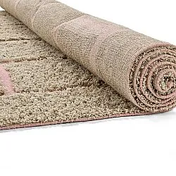 Shaggy koberce - Lindley Natural Cotton Shaggy (béžová/růžová)