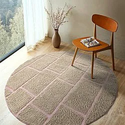 Kulatý koberec - Lindley Natural Cotton Shaggy (béžová/růžová)