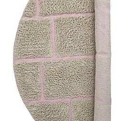 Kulatý koberec - Lindley Natural Cotton Shaggy (béžová/růžová)