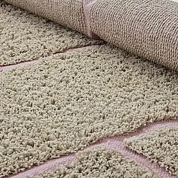 Kulatý koberec - Lindley Natural Cotton Shaggy (béžová/růžová)